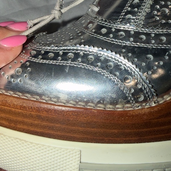 Miu Miu Mirror Silver Platform Sneakers - Picture 6 of 17